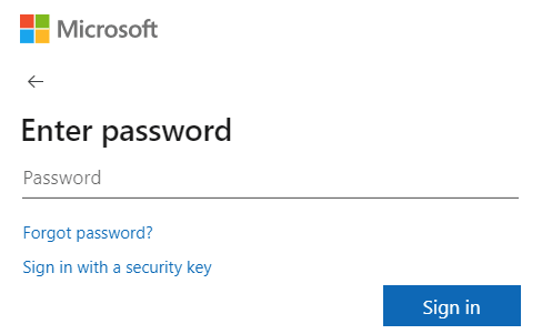 screenshot of enter password screen