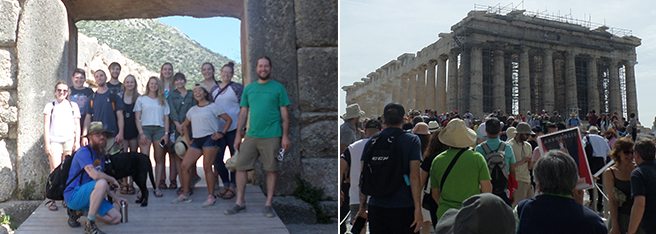 Northeast students visiting the Parthenon in Greece.